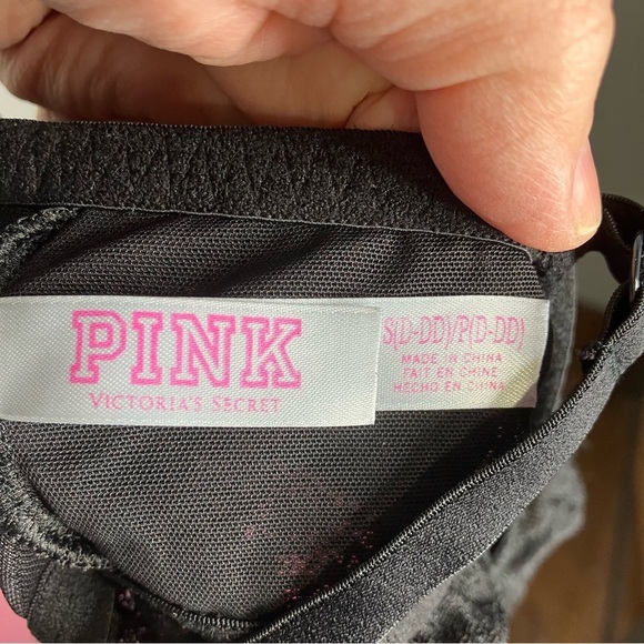 PINK Victoria’s Secret black lace padded bralette size small (D-DD cup) sexy - Picture 7 of 8